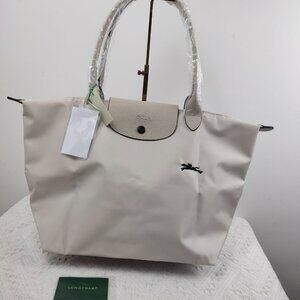 NWT Longchamp Le Pliage Original Large Shoulder Nylon Bag Tote IN OFF WHITE